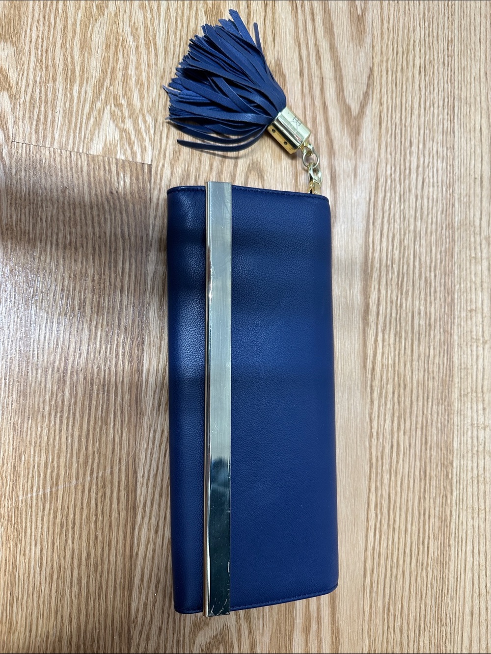 Navy Leather Clutch